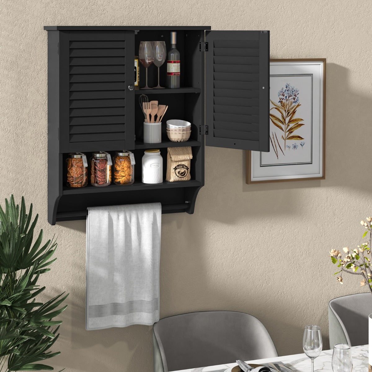 Bathroom Wall Cabinet with 2 Doors and 3-Position Adjustable Shelf-White