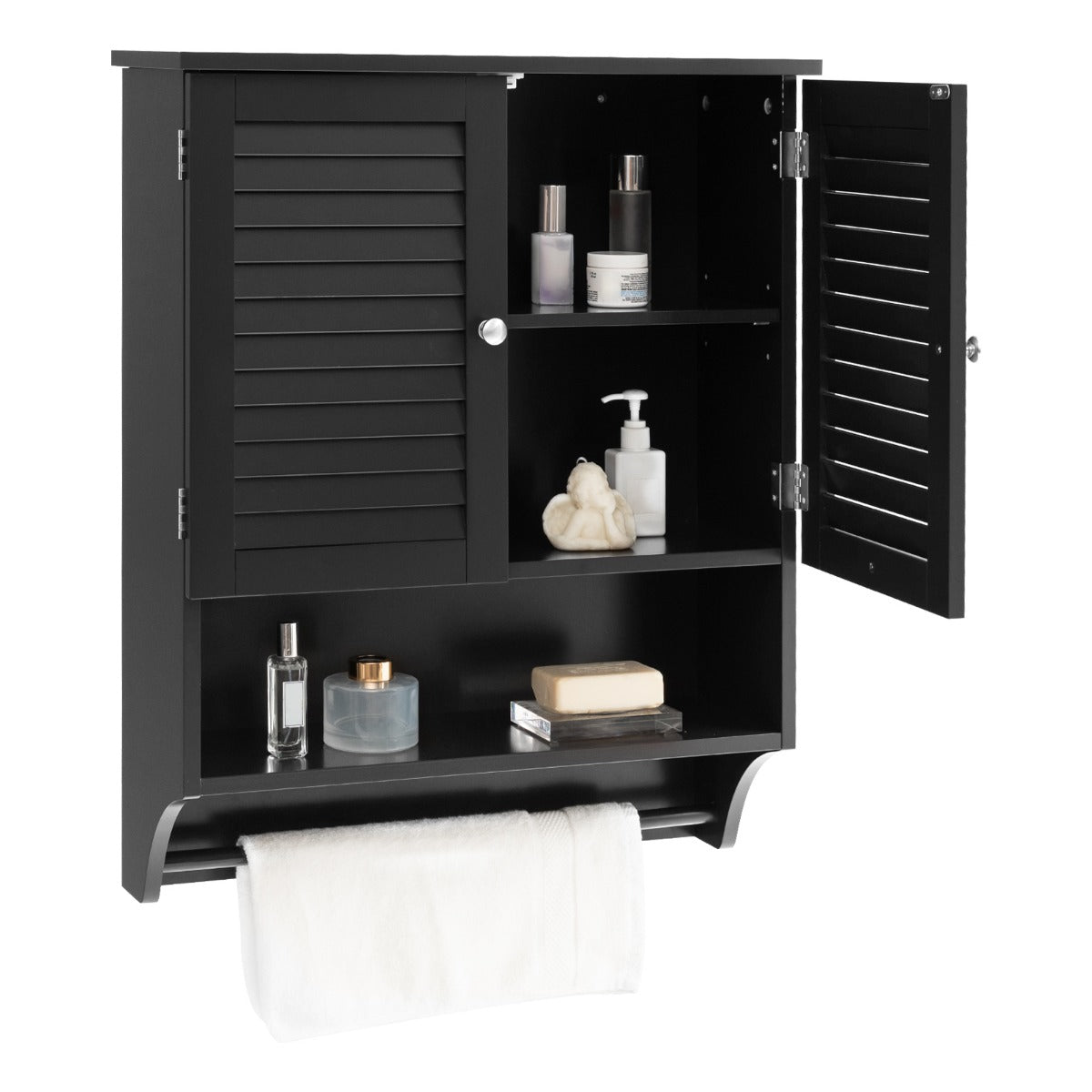 Bathroom Wall Cabinet with 2 Doors and 3-Position Adjustable Shelf-White