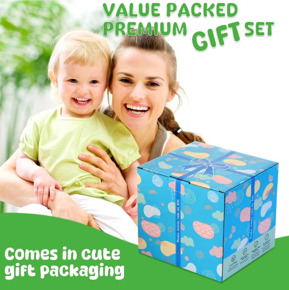 Batlofty 8-in-1 Wooden Baby Activity Cube – Montessori Toy for Toddlers 1-3
