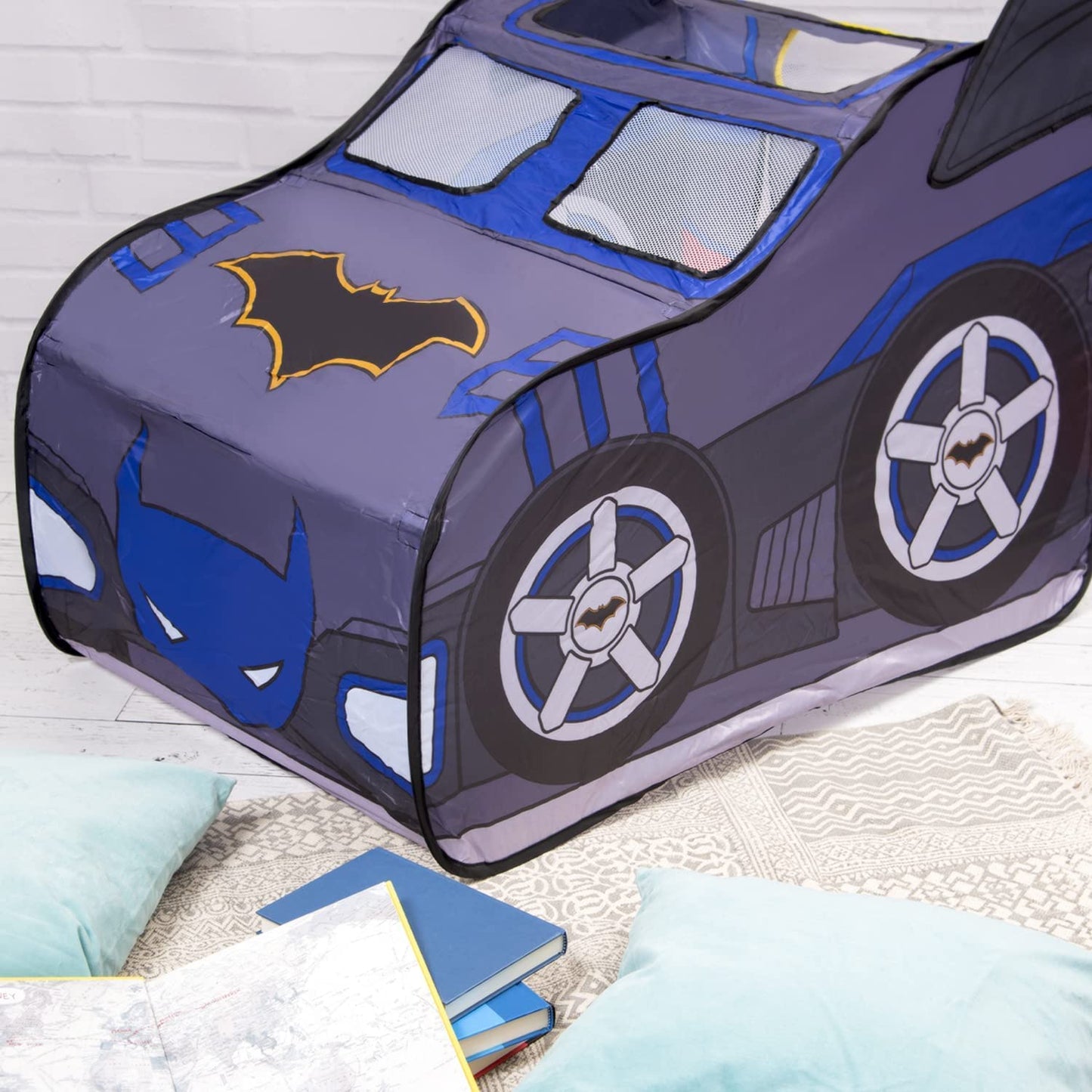 Batman Batmobile Pop Up Tent – Large Indoor Playhouse for Kids | Easy Fold & Carry Bag | Sunny Days Entertainment