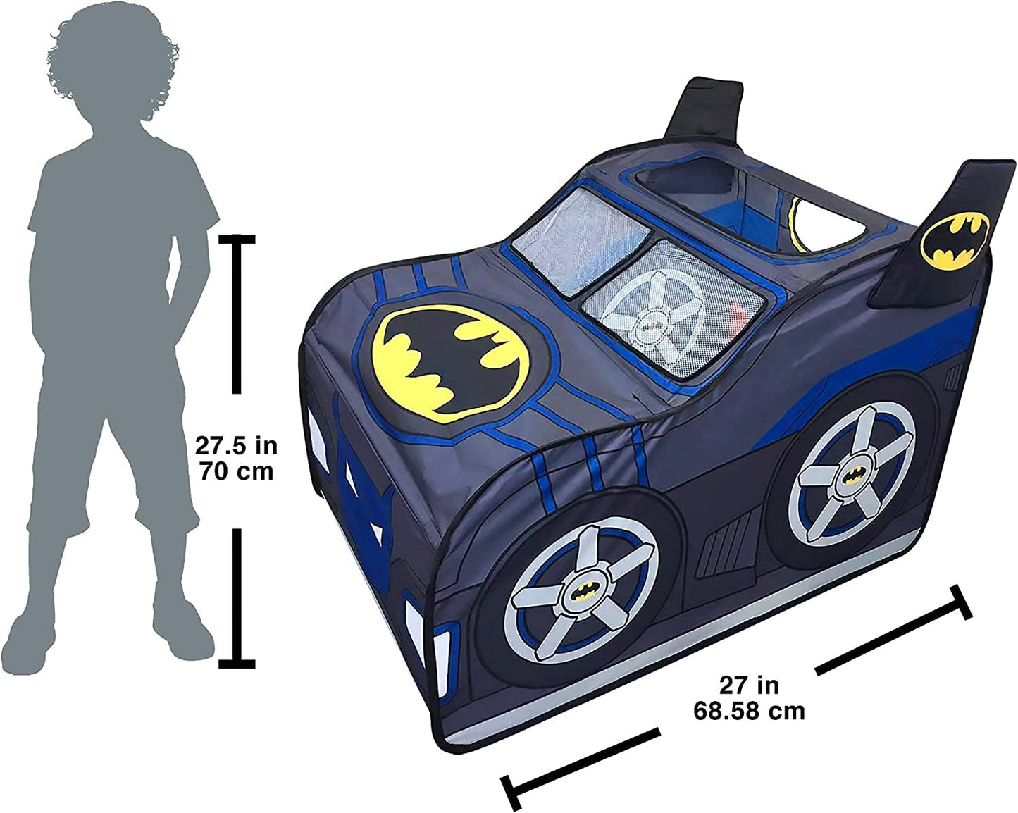 Batman Batmobile Pop Up Tent – Large Indoor Playhouse for Kids | Easy Fold & Carry Bag | Sunny Days Entertainment