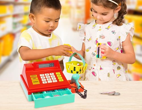 Battat Cash Register with Scanner — Realistic Pretend Play, Beep, Coins & Cards
