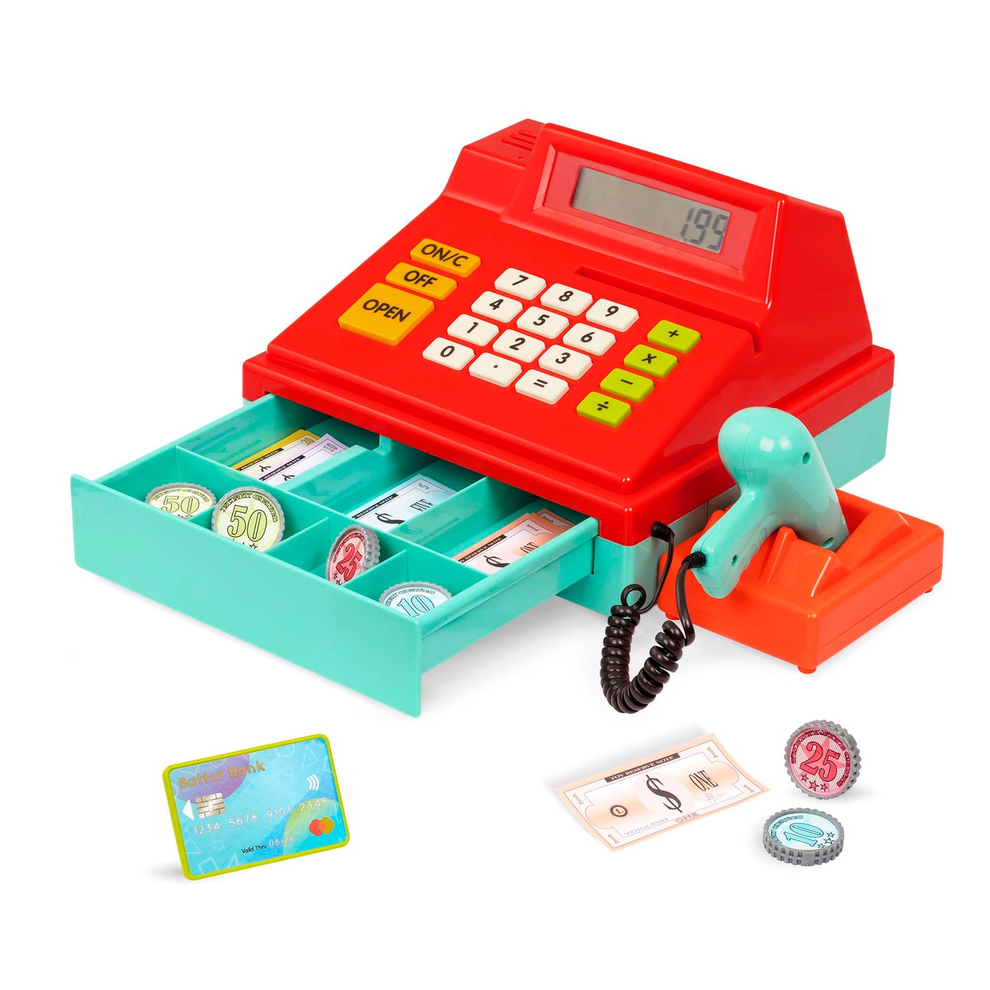 Battat Cash Register with Scanner — Realistic Pretend Play, Beep, Coins & Cards