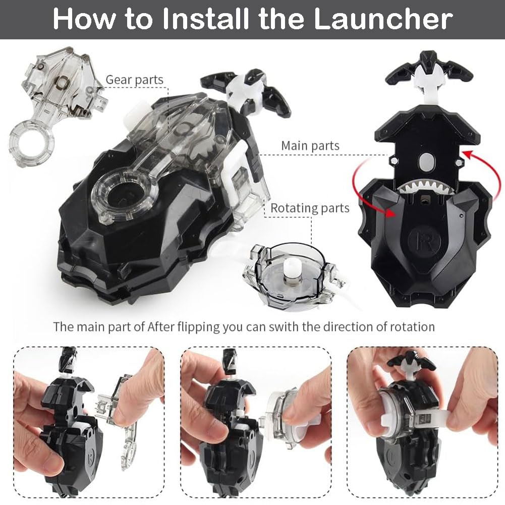 Battbeyle Bey Battling Burst Launcher & Grip B-184 – Left & Right Spin DB Layer System, Black