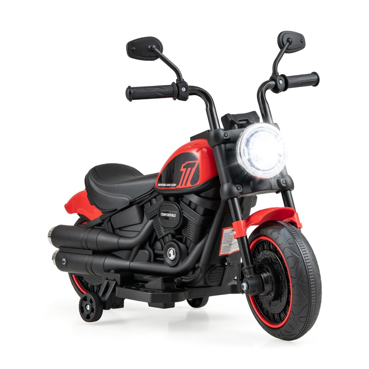 6V Kids Ride On Motorcycle with Training Wheels and Headlight for Toddlers-Navy