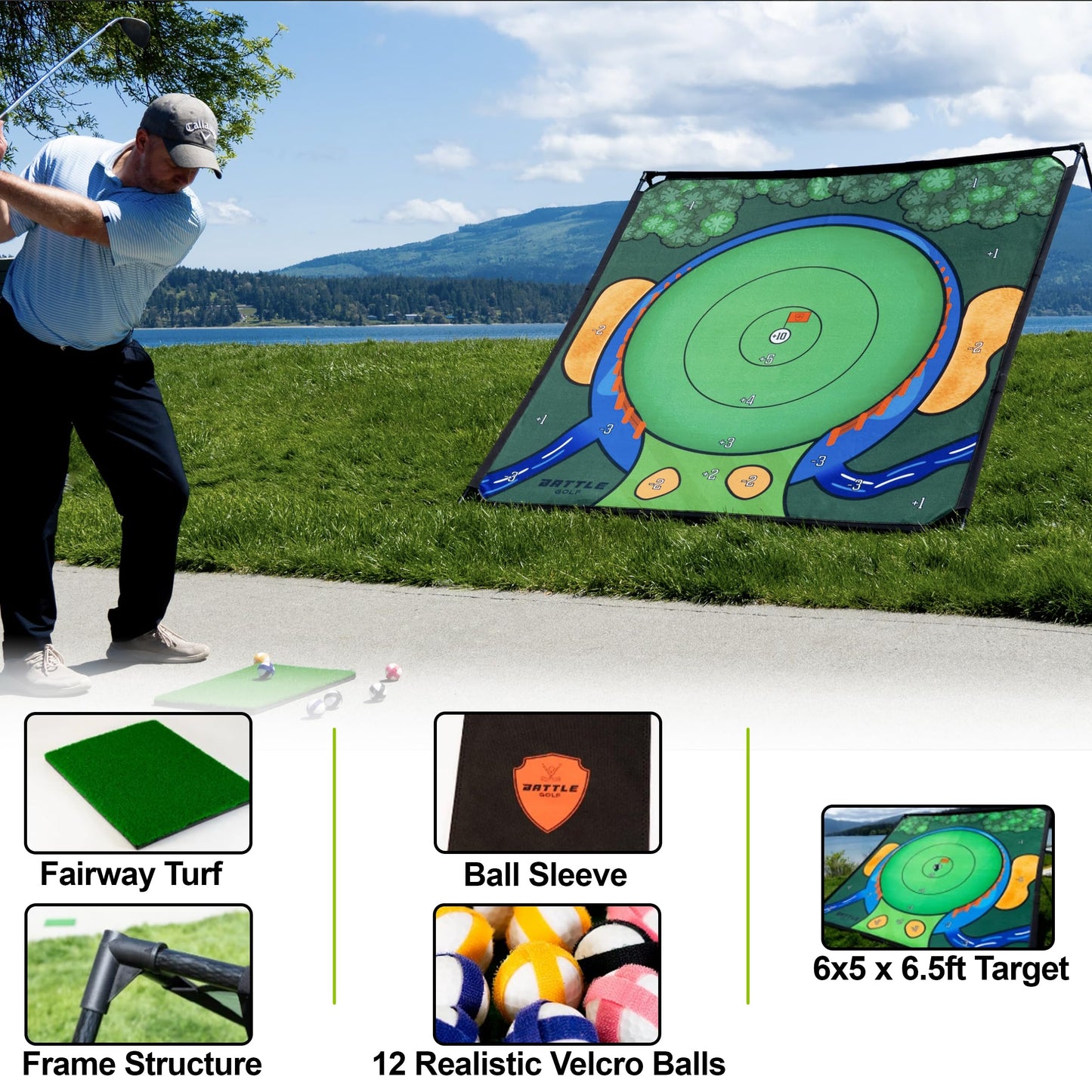 Battle Golf Chipping Game – Original Portable 4-Player Practice Arena (Indoor & Outdoor)