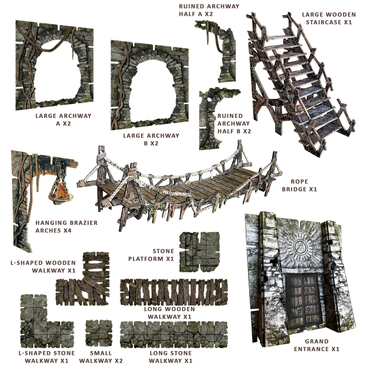 Battle Systems Fantasy Dungeon Terrain Core Set – Modular, Full-Color Cardstock (Double-Sided)