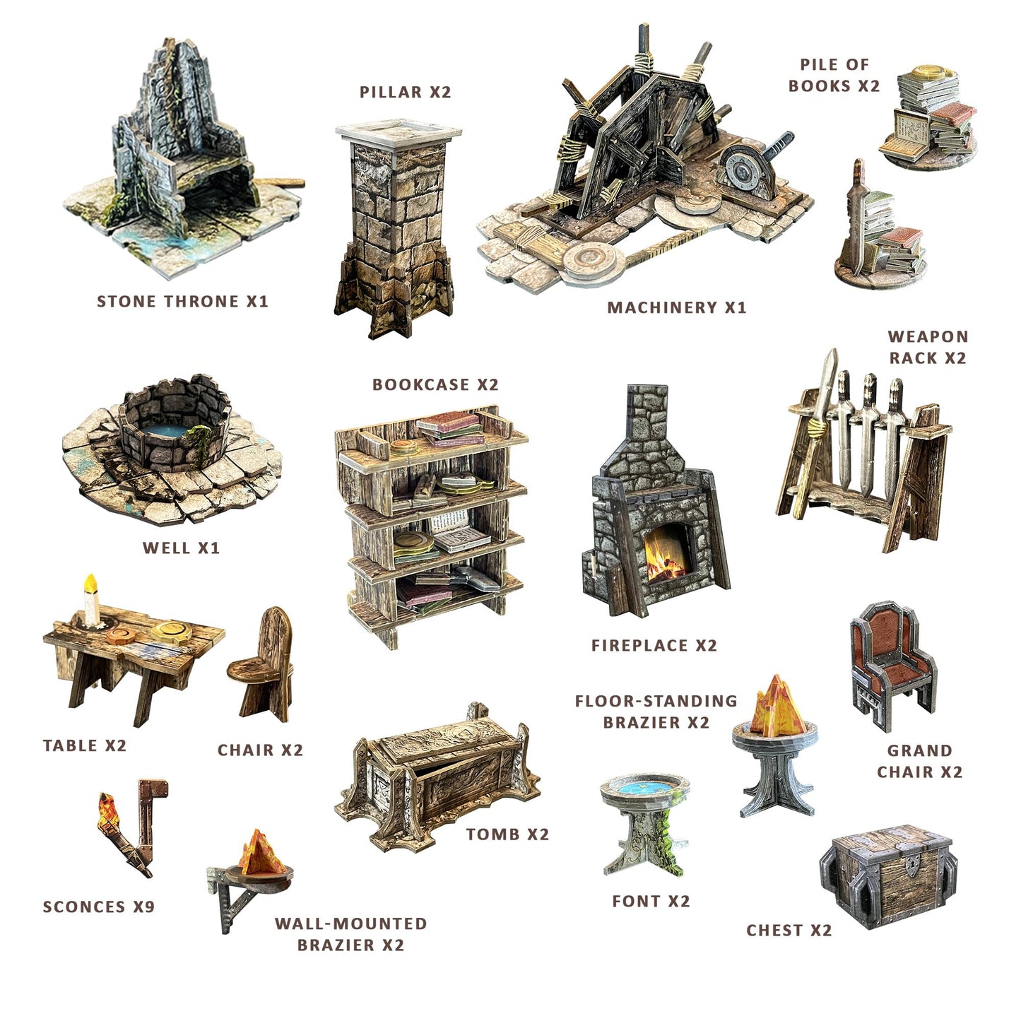 Battle Systems Fantasy Dungeon Terrain Core Set – Modular, Full-Color Cardstock (Double-Sided)