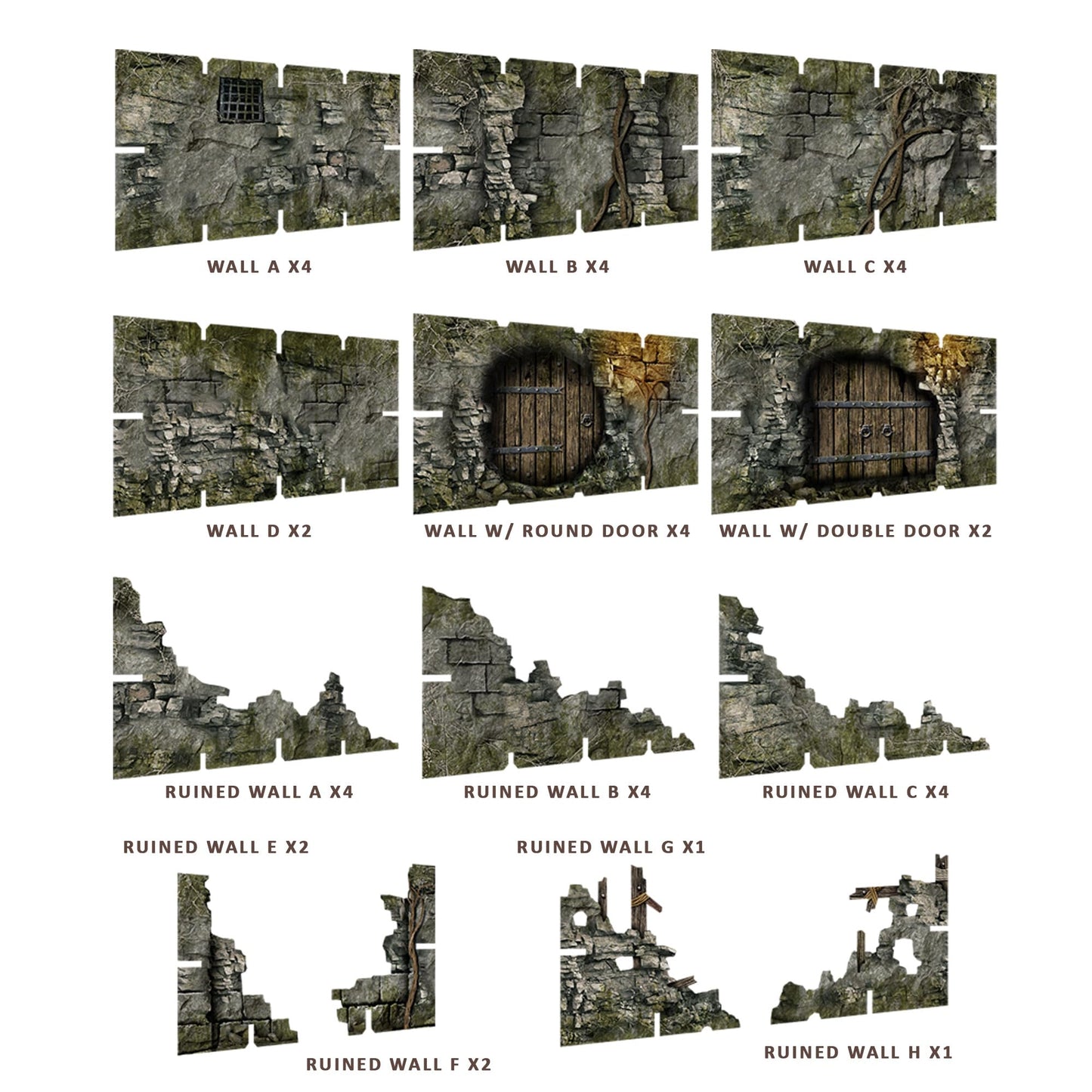Battle Systems Fantasy Dungeon Terrain Core Set – Modular, Full-Color Cardstock (Double-Sided)