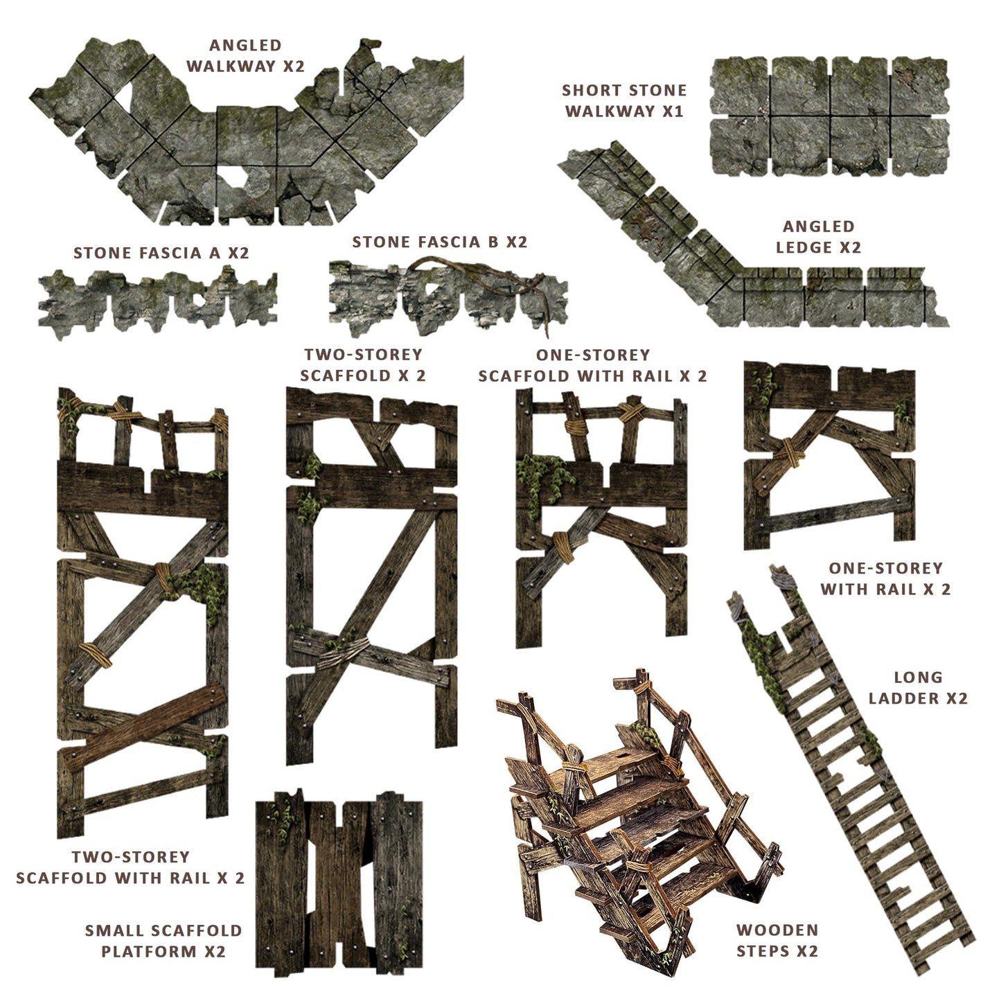 Battle Systems Fantasy Dungeon Terrain Core Set – Modular, Full-Color Cardstock (Double-Sided)