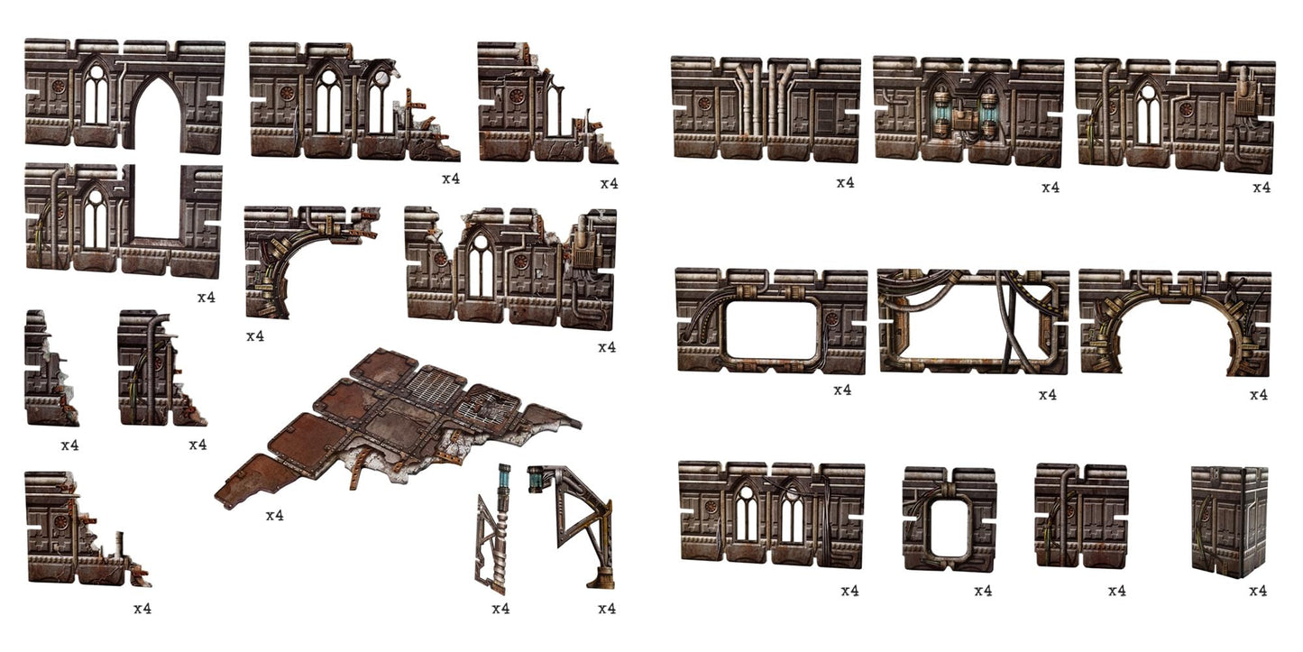 Battle Systems Sci-fi Terrain: Gothic Cityscape Core Set for 28-35mm RPG/Wargames | 40k Necromunda Card Scenery
