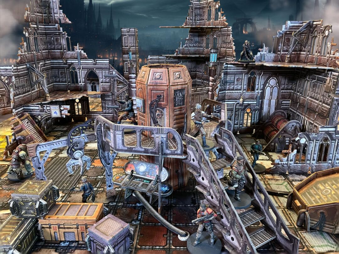 Battle Systems Sci-fi Terrain: Gothic Cityscape Core Set for 28-35mm RPG/Wargames | 40k Necromunda Card Scenery