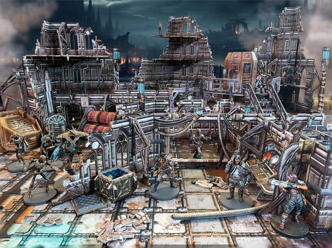 Battle Systems Sci-fi Terrain: Gothic Cityscape Core Set for 28-35mm RPG/Wargames | 40k Necromunda Card Scenery