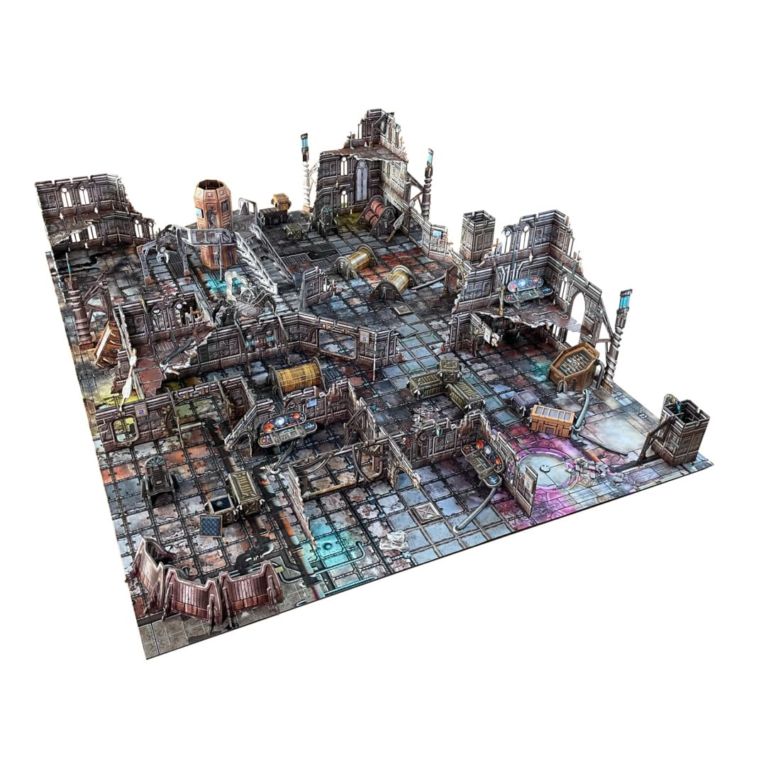 Battle Systems Sci-fi Terrain: Gothic Cityscape Core Set for 28-35mm RPG/Wargames | 40k Necromunda Card Scenery