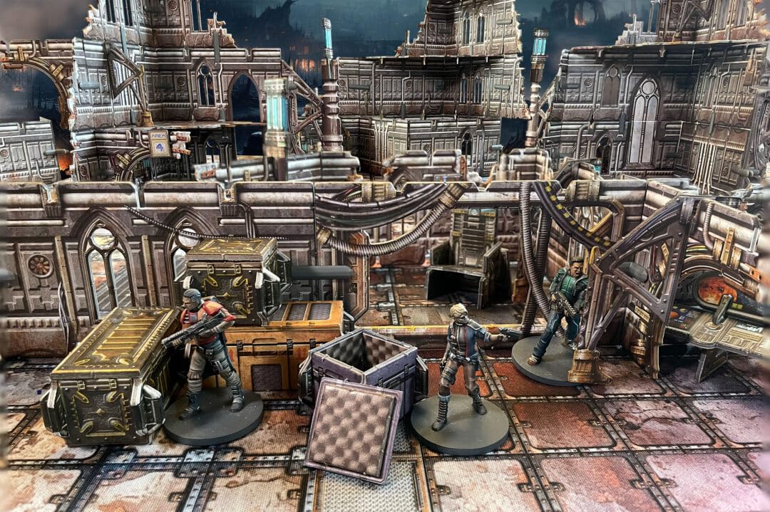 Battle Systems Sci-fi Terrain: Gothic Cityscape Core Set for 28-35mm RPG/Wargames | 40k Necromunda Card Scenery