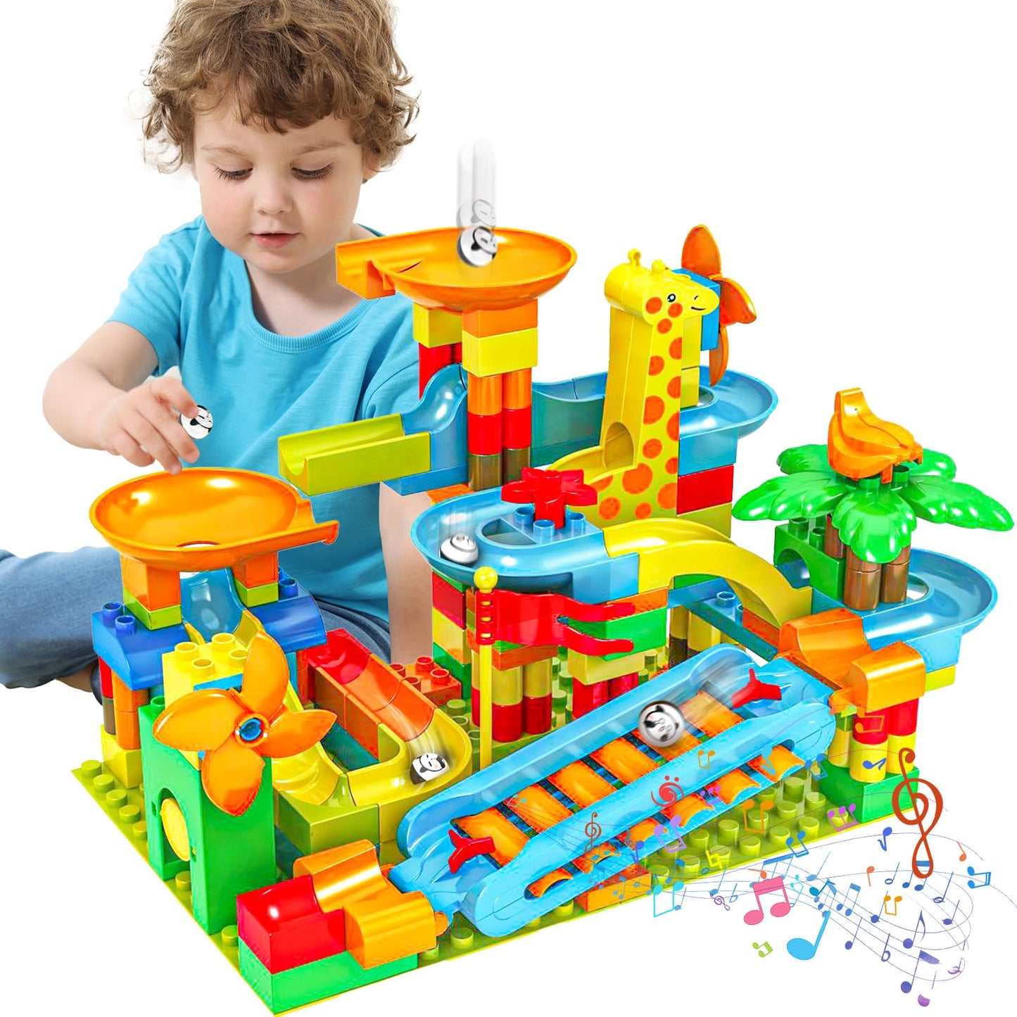 BATTOP Marble Run — 167-Piece Big Size Blocks for Kids 4-8 | STEM Marble Race Track