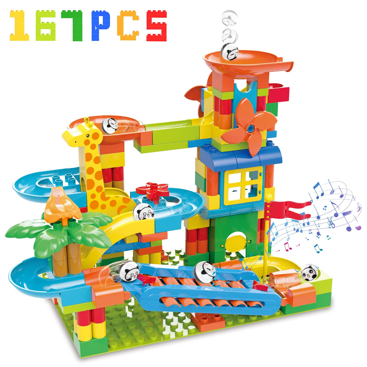 BATTOP Marble Run — 167-Piece Big Size Blocks for Kids 4-8 | STEM Marble Race Track