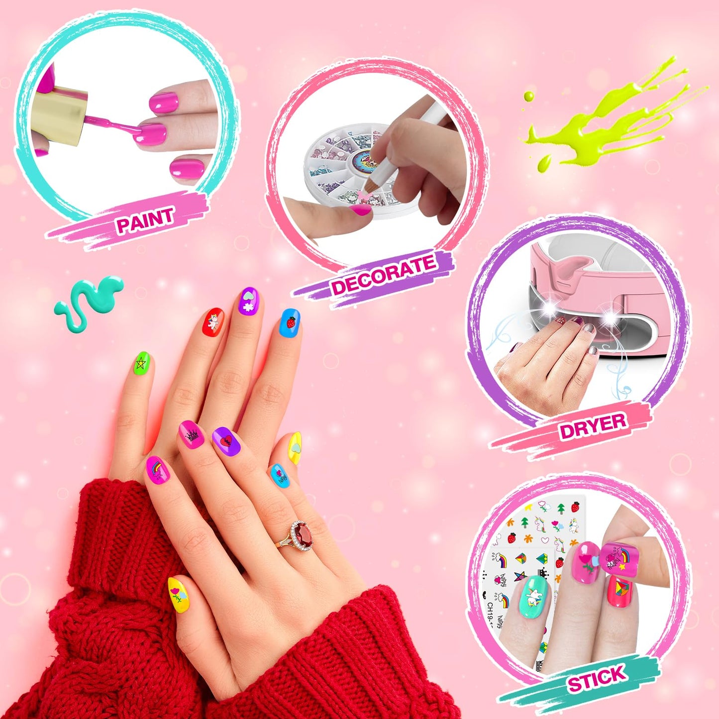BATTOP Kids Nail Polish Set – All-in-One Nail Art Kit with Dryer & Organizer