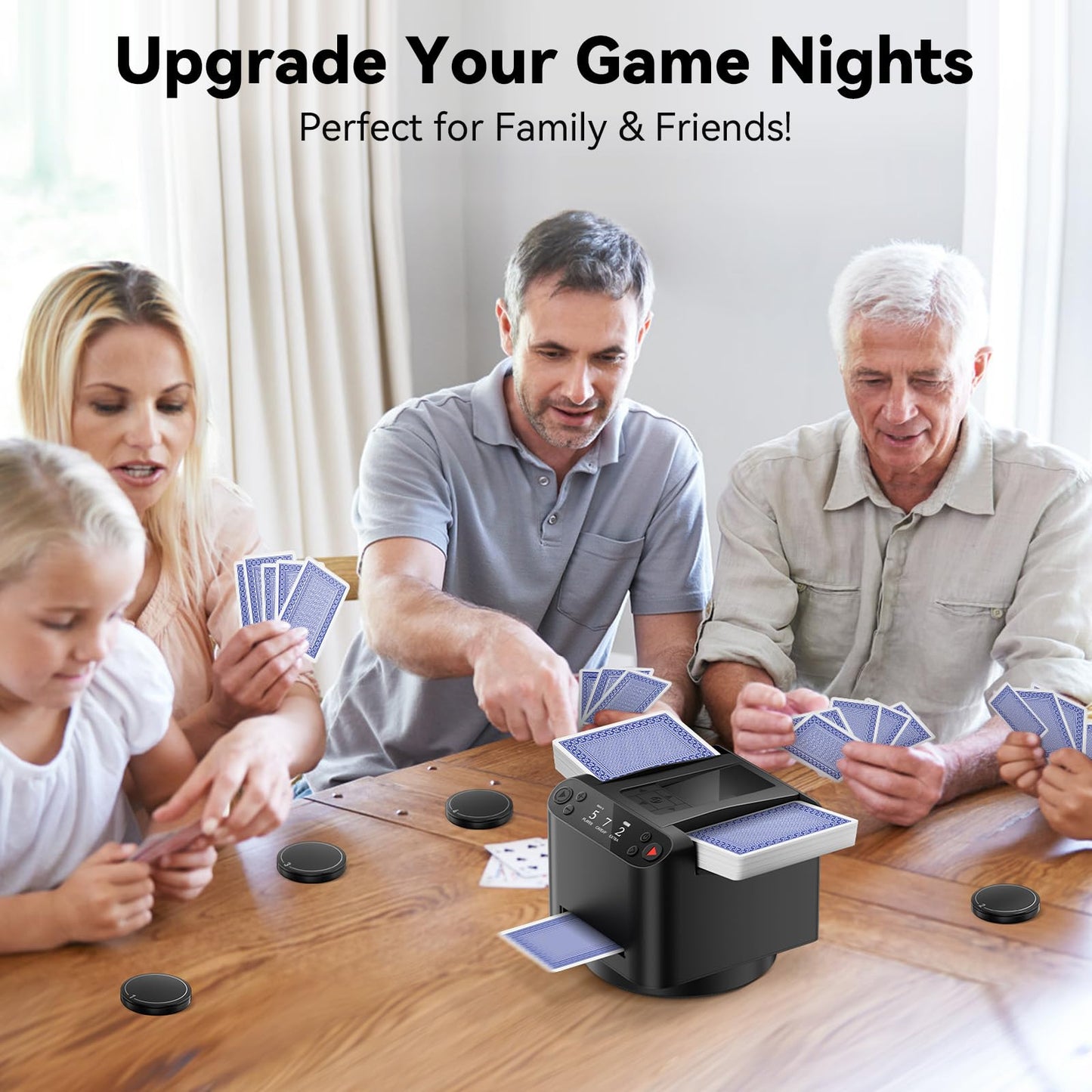 BATURU 2-in-1 Automatic Card Shuffler & Dealer – 360°/180° Rotation, Ultra Quiet, 12-Player