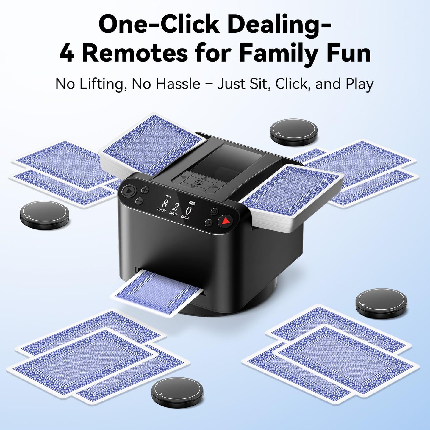 BATURU 2-in-1 Automatic Card Shuffler & Dealer – 360°/180° Rotation, Ultra Quiet, 12-Player