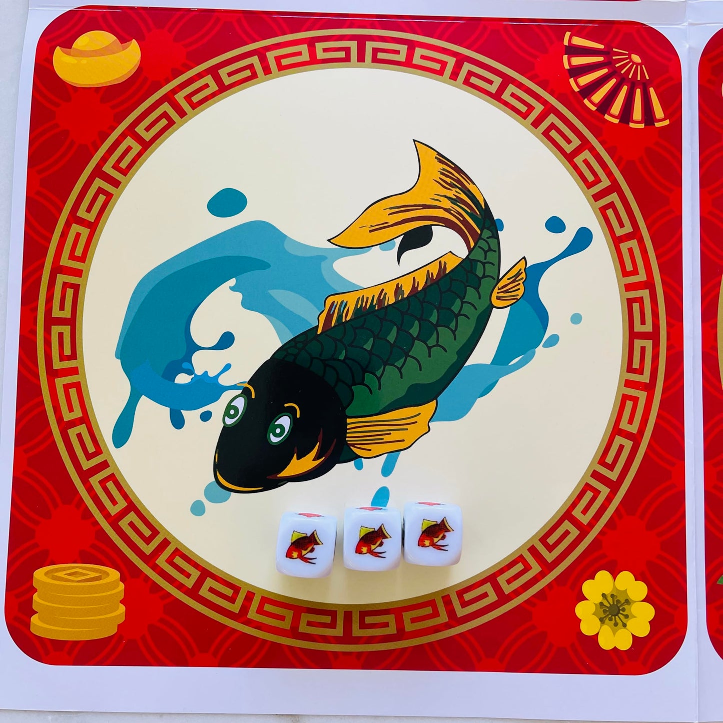 Gourd Crab Shrimp Fish Game | Bau Cua Ca Cop Dice Set & Premium Mat for Family Fun