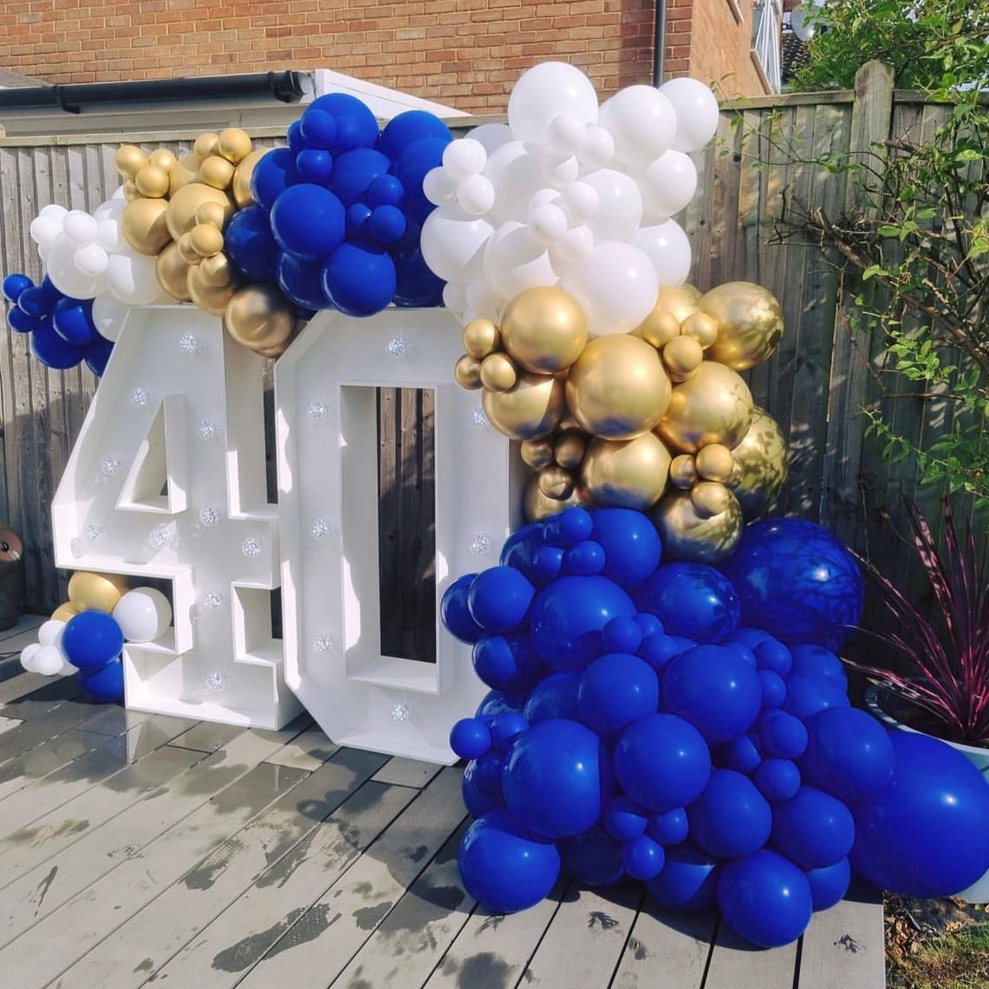 BAUANOOY Royal Blue Gold White Balloons – 60pcs, 12in Metallic Confetti