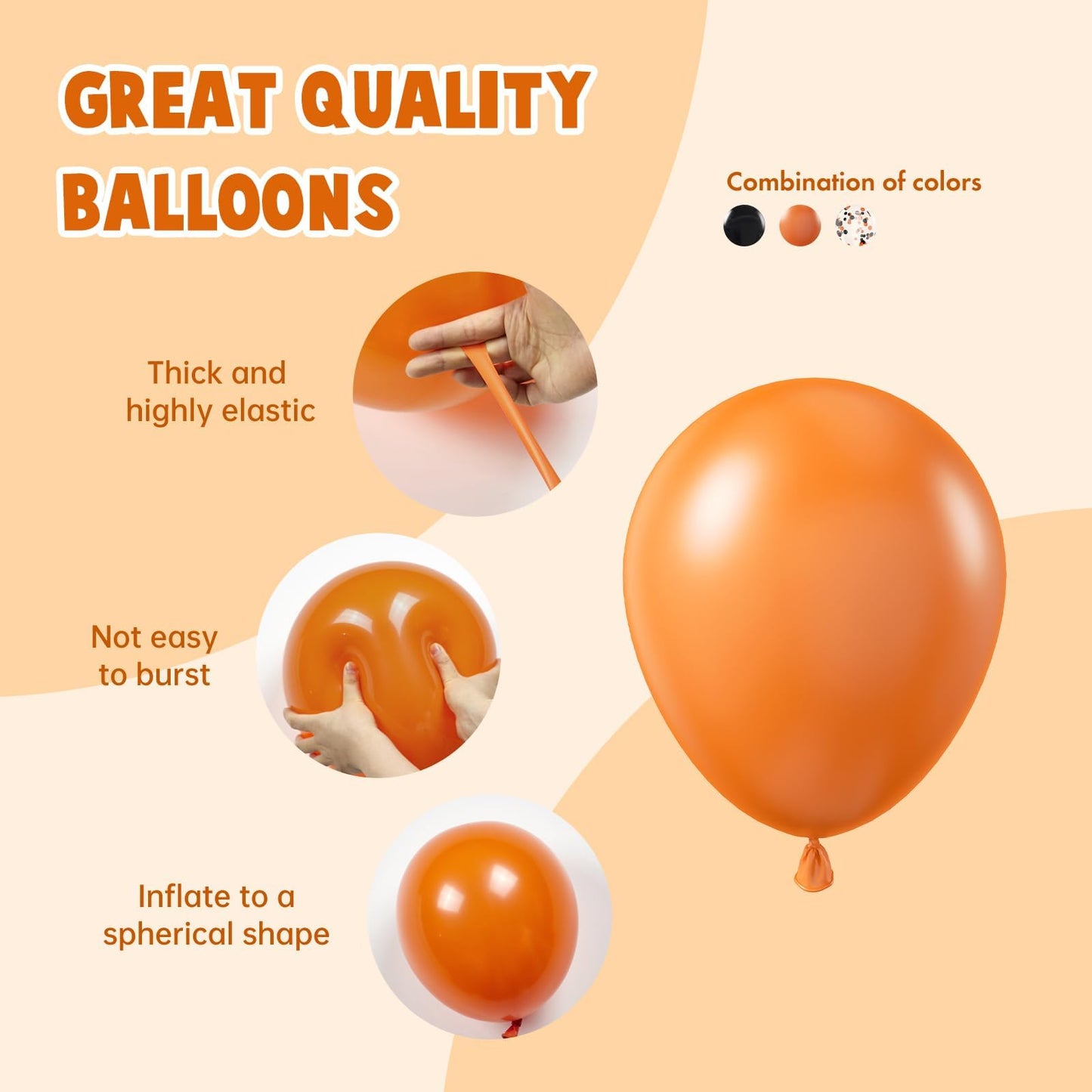 BAUANOOY 60pcs Orange & Black Halloween Balloons – 12in Latex Confetti Balloons for Ghost Party Decor