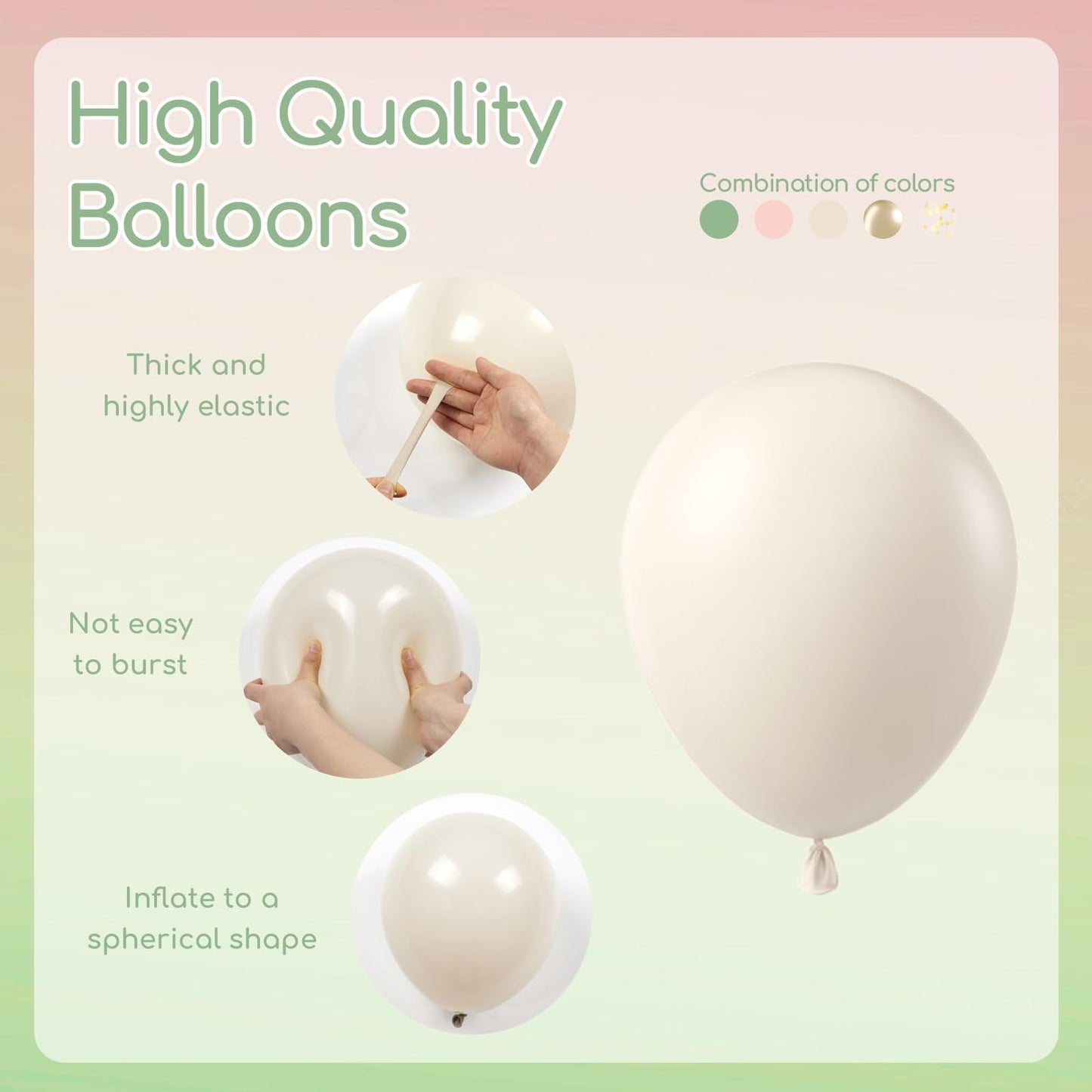 BAUANOOY 60pcs Pink & Green Balloons Kit for Boho Baby Shower & Birthday Decor