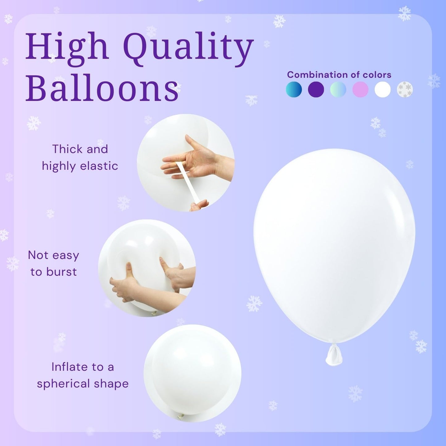 BAUANOOY Frozen Balloons – 60pc 12in Purple & Blue with Snowflake Confetti for Winter Parties