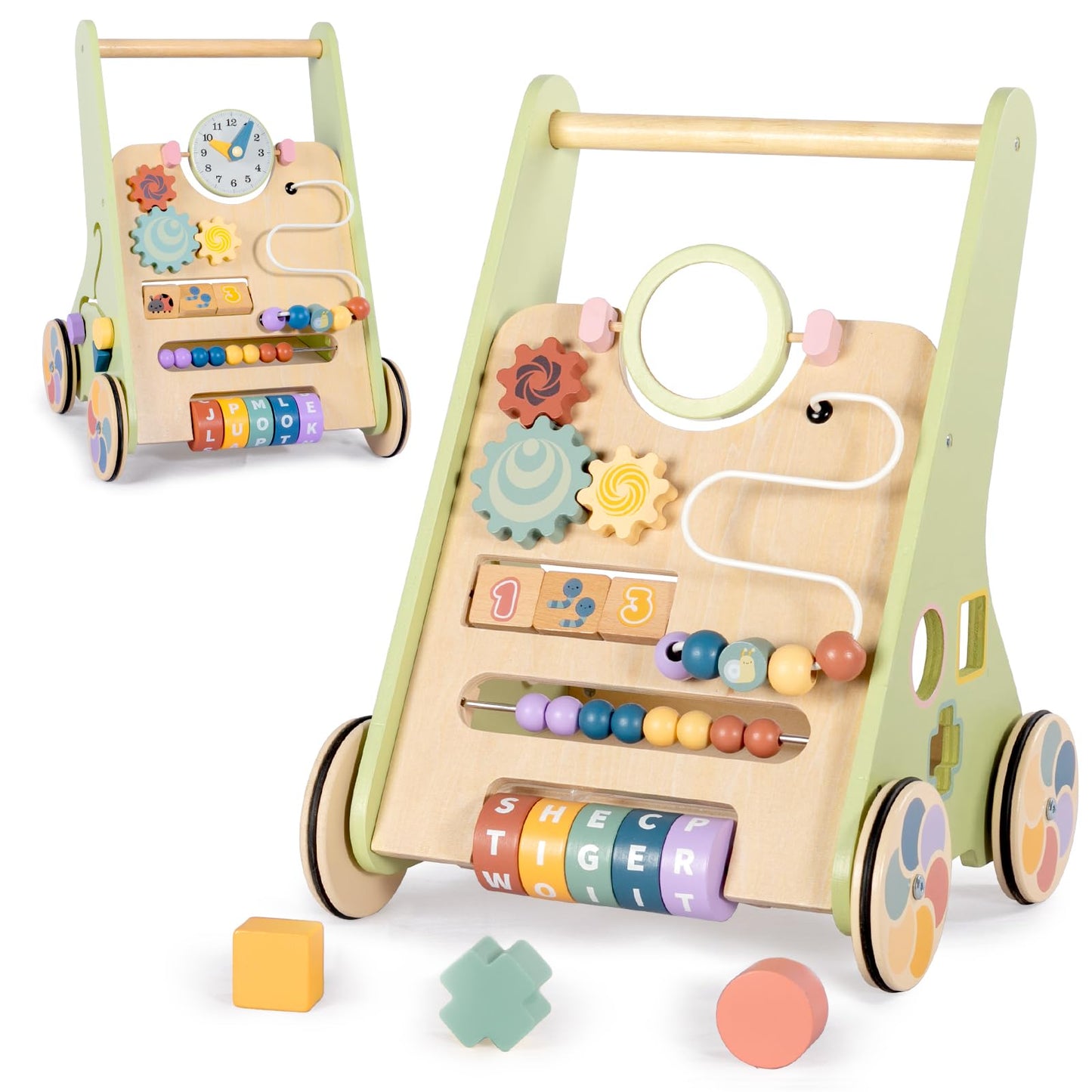 BAUTIA Wooden Baby Walker for 12 Months – Montessori Push Toy for Toddlers