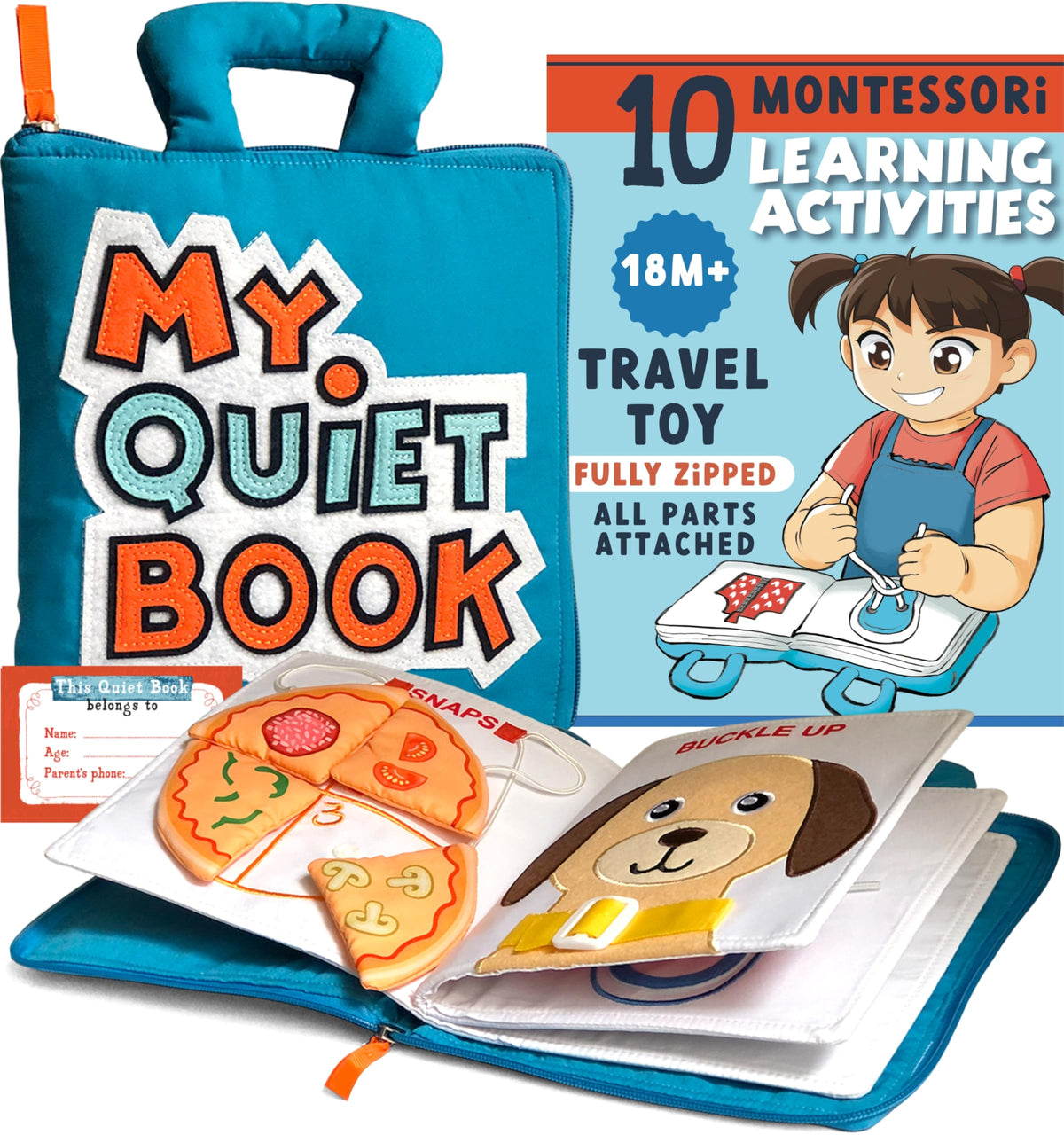 BAVY My Quiet Book – Travel Busy Board for Toddlers 1-4, All Parts Attached