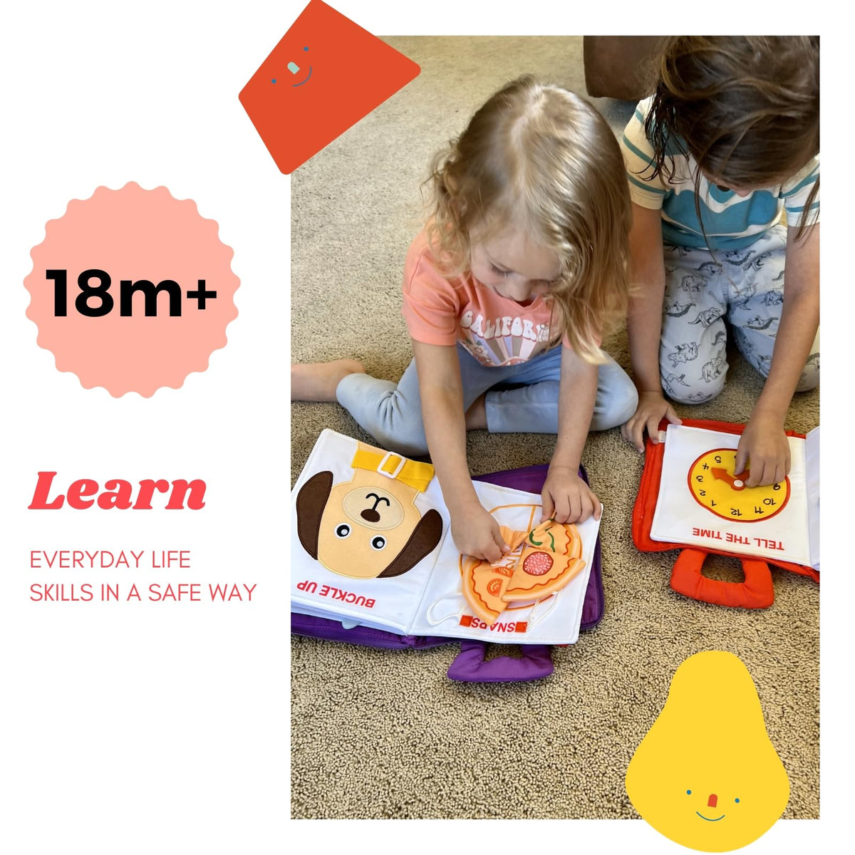 BAVY My Quiet Book: 10 Montessori Busy Board for Toddlers 2-4 | Travel-Friendly Sensory Toy & Gift
