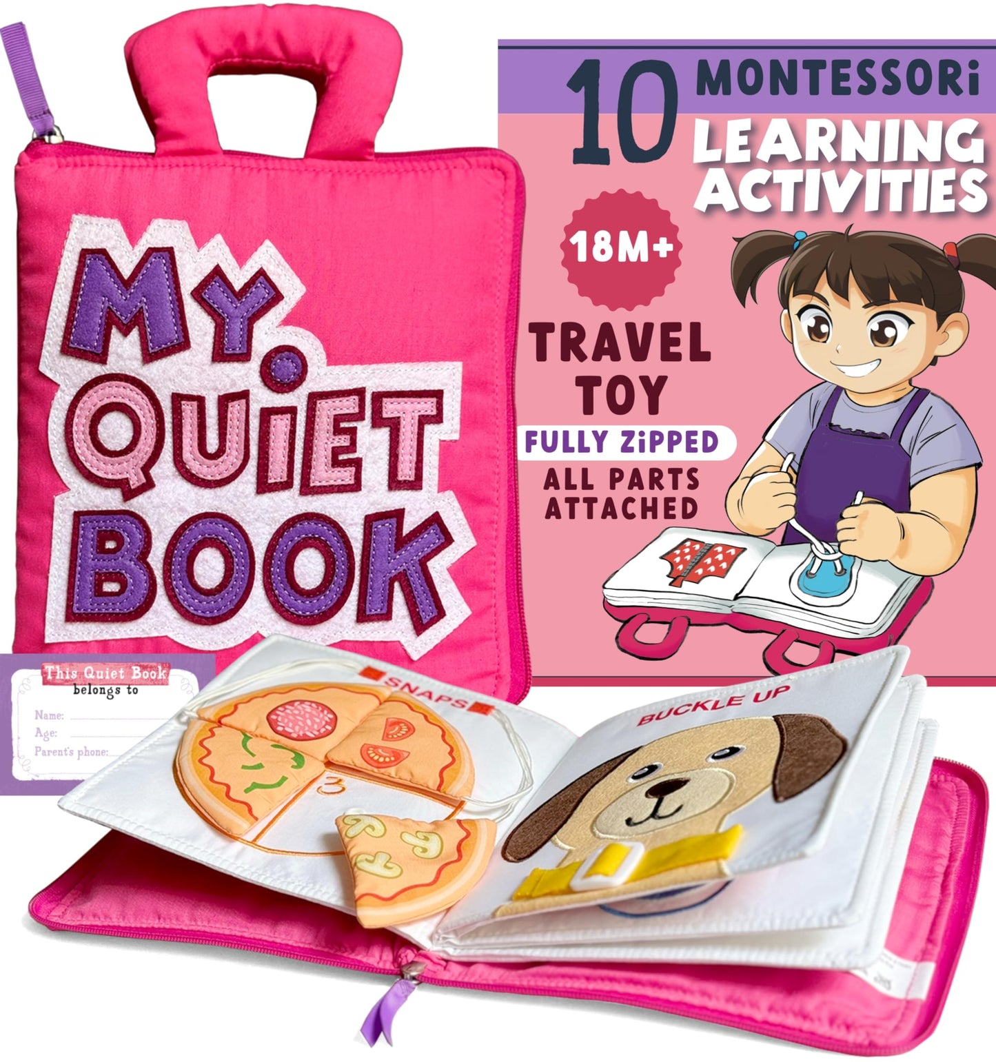 BAVY My Quiet Book – Toddler Travel Toy & Montessori Busy Book for 1–4 Year Olds