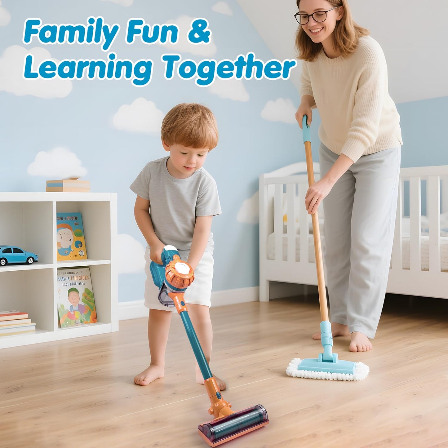 BAYMI 3-in-1 Kids Vacuum with Real Suction – Montessori Pretend Play Toy