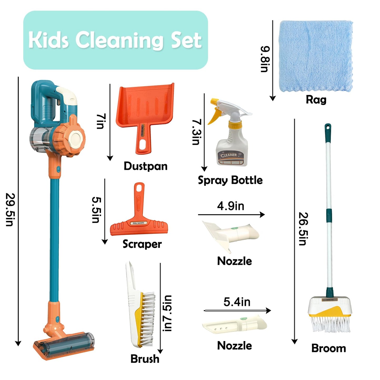 BAYMI Kids Vacuum That Really Works — 9-Piece Cleaning Set for Ages 3+