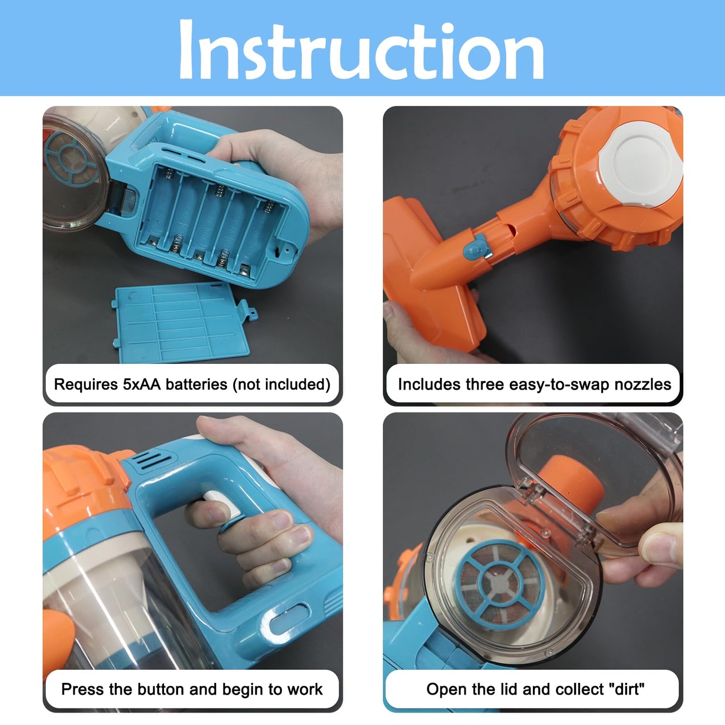 BAYMI Kids Vacuum That Really Works — 9-Piece Cleaning Set for Ages 3+