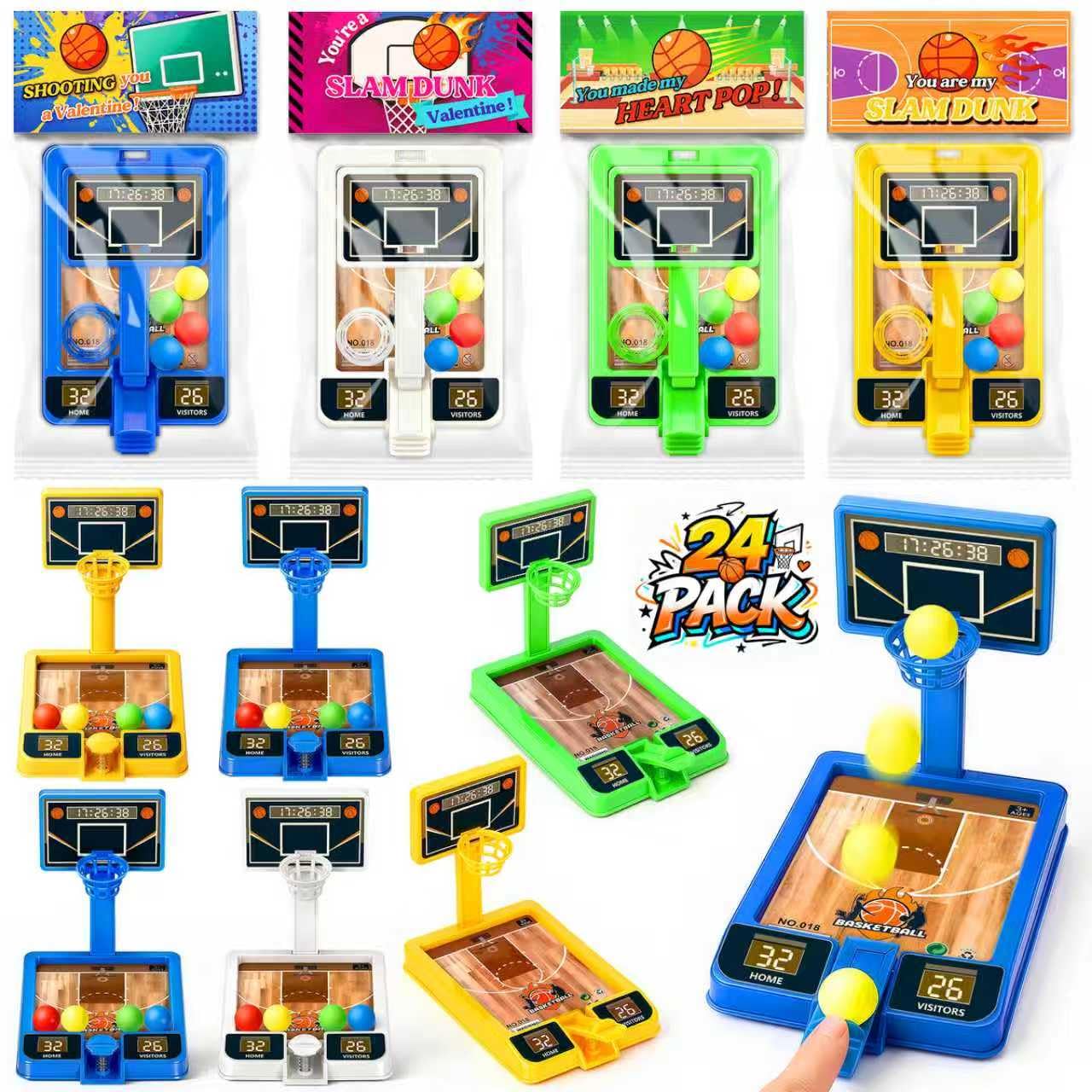 BAYSING Valentines Day Cards for Kids – 24 Pack Mini Finger Basketball Shooting Games | Classroom Exchange & Party Favors