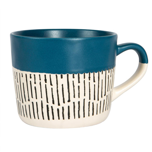450ml Blue Colour Block Dash Stoneware Coffee Mug