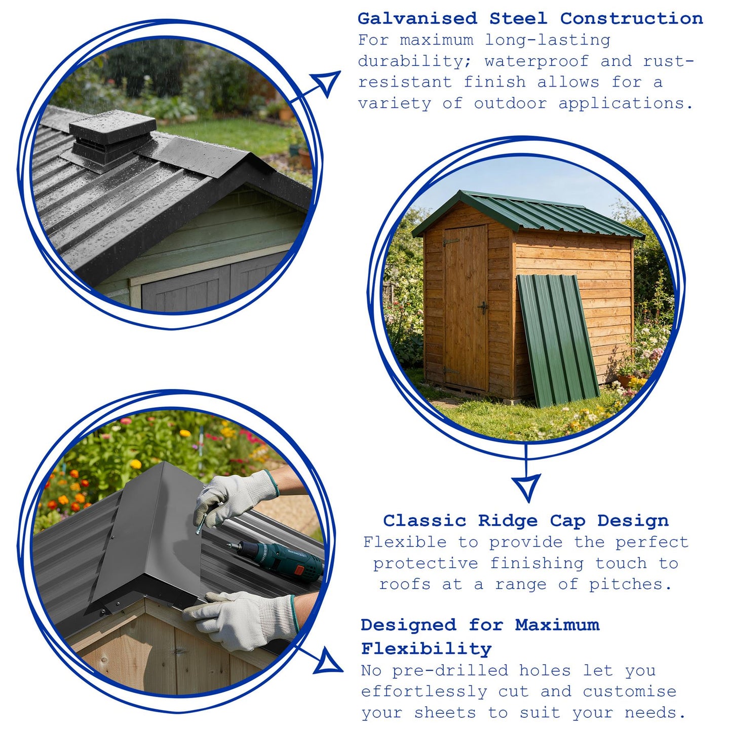 Metal Roofing Ridge Caps - 30 x 60cm - Anthracite - Pack of 5