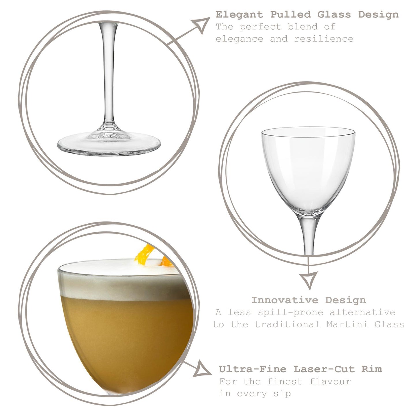 155ml Bartender Novecento Nick & Nora Glasses - Pack of Six