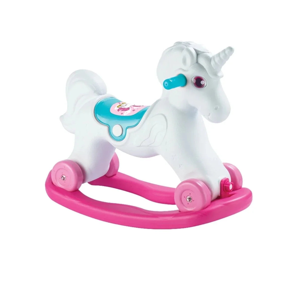 Dolu Unicorn Rocking Horse with Wheels - Pink