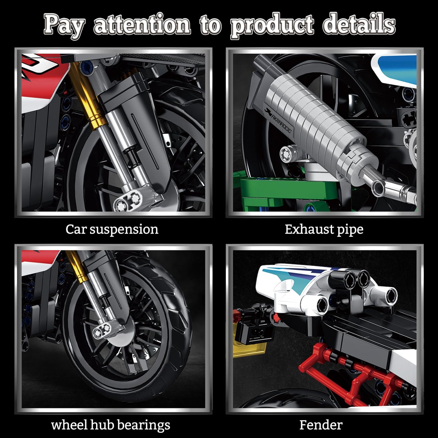 BBEUU 912-Piece 1000RR Motorcycle Building Block Set — 1:8 Scale, LEGO-Compatible, Gift for Teens & Adults