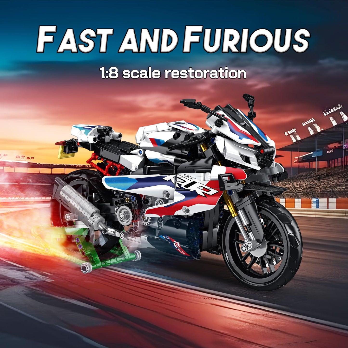 BBEUU 912-Piece 1000RR Motorcycle Building Block Set — 1:8 Scale, LEGO-Compatible, Gift for Teens & Adults