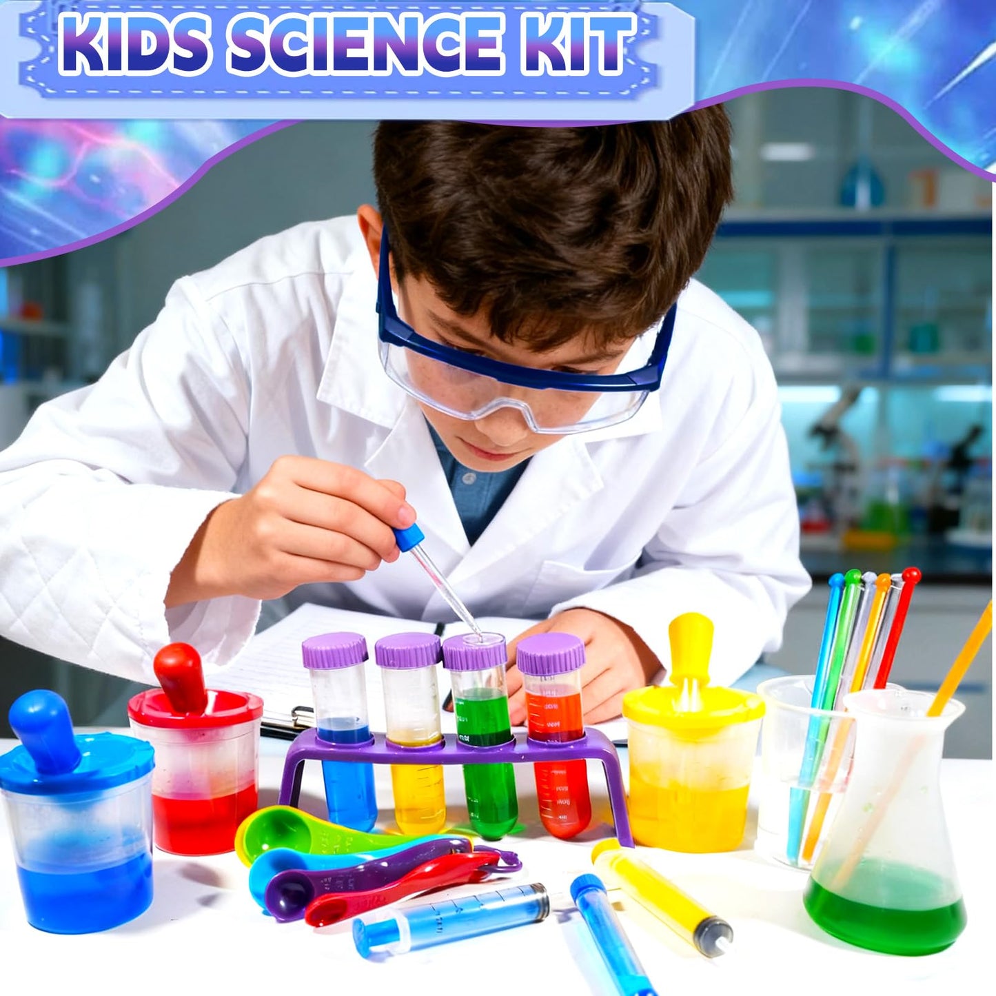 Bbiamsleep 37-Piece Science Kit for Kids | Beakers, Test Tubes & Droppers Set