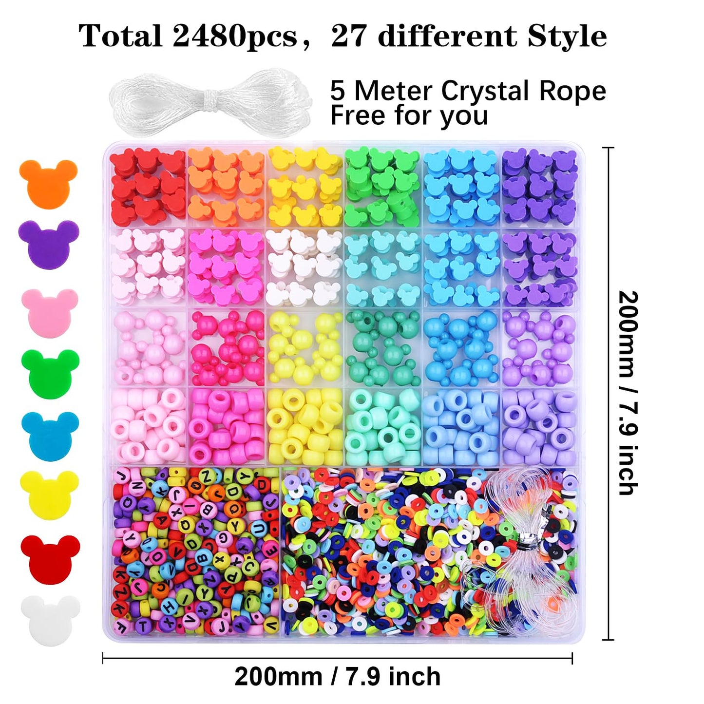 BBita 2480pcs Mouse Head Polymer Clay Beads Kit – DIY Bracelets & Jewelry Making
