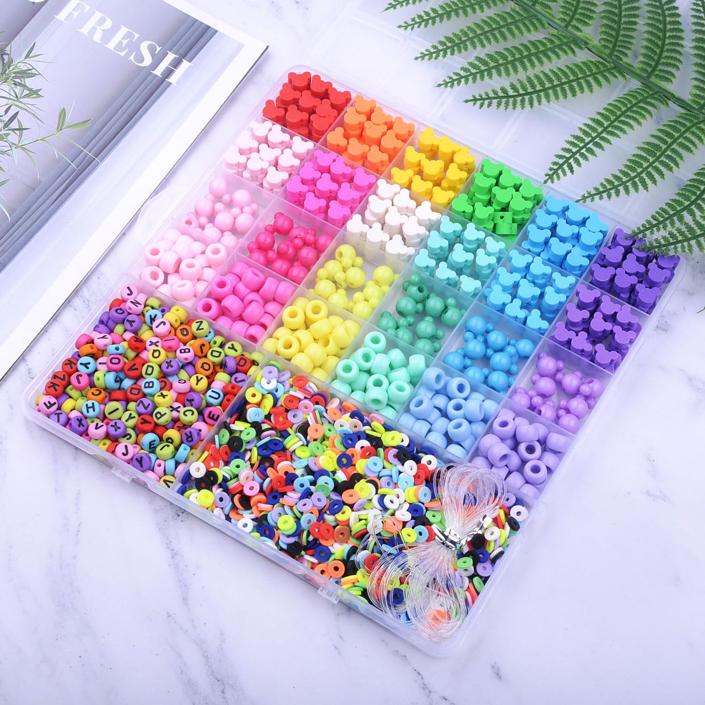 BBita 2480pcs Mouse Head Polymer Clay Beads Kit – DIY Bracelets & Jewelry Making