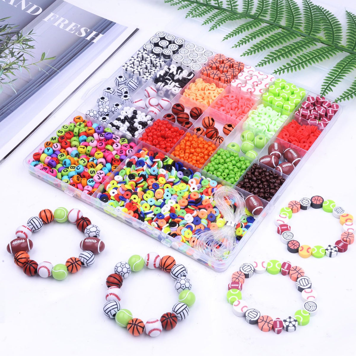 BBita 2480pcs Beads Kit – Polymer Clay Beads for DIY Jewelry & Crafts