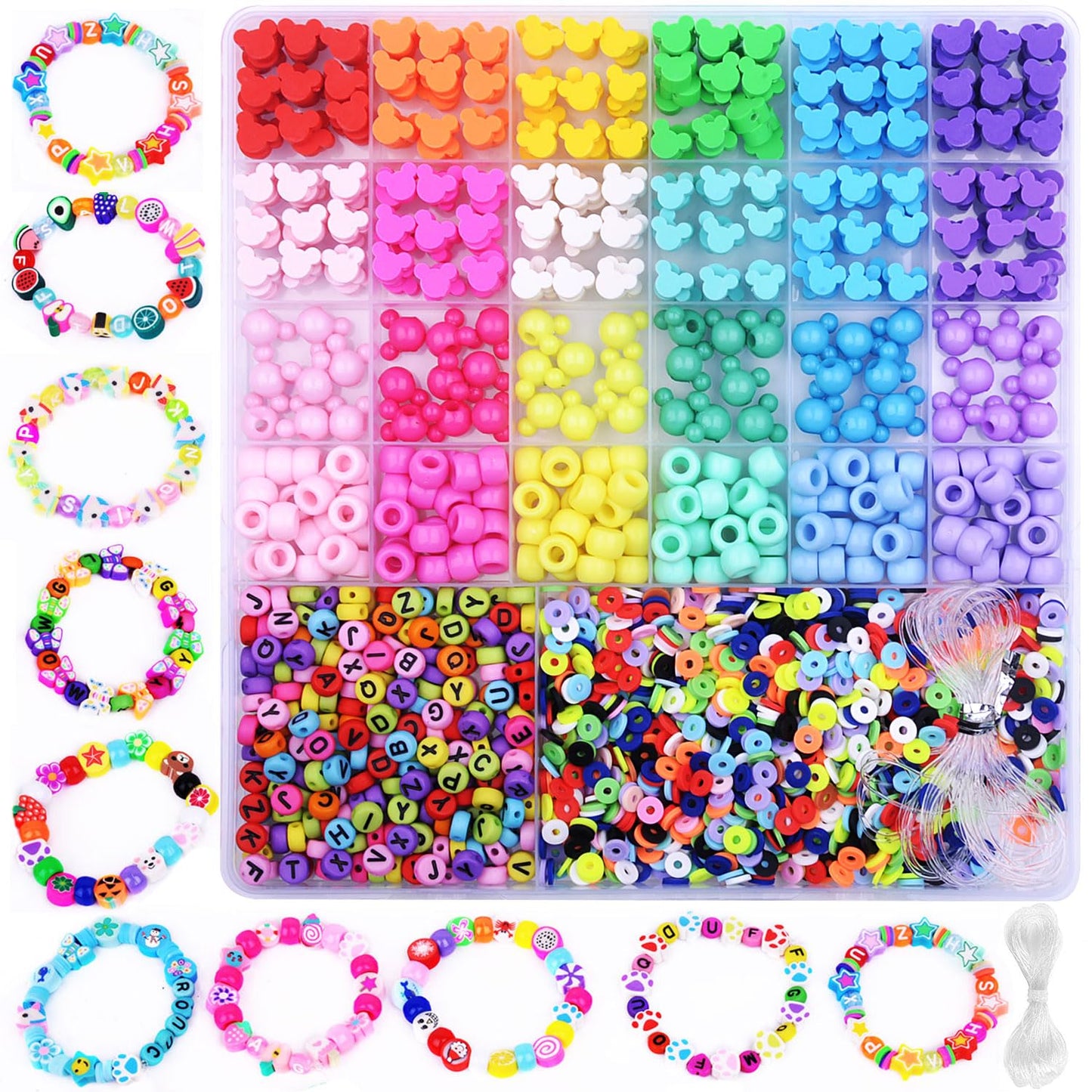 BBita 2480pcs Mouse Head Polymer Clay Beads Kit – DIY Bracelets & Jewelry Making