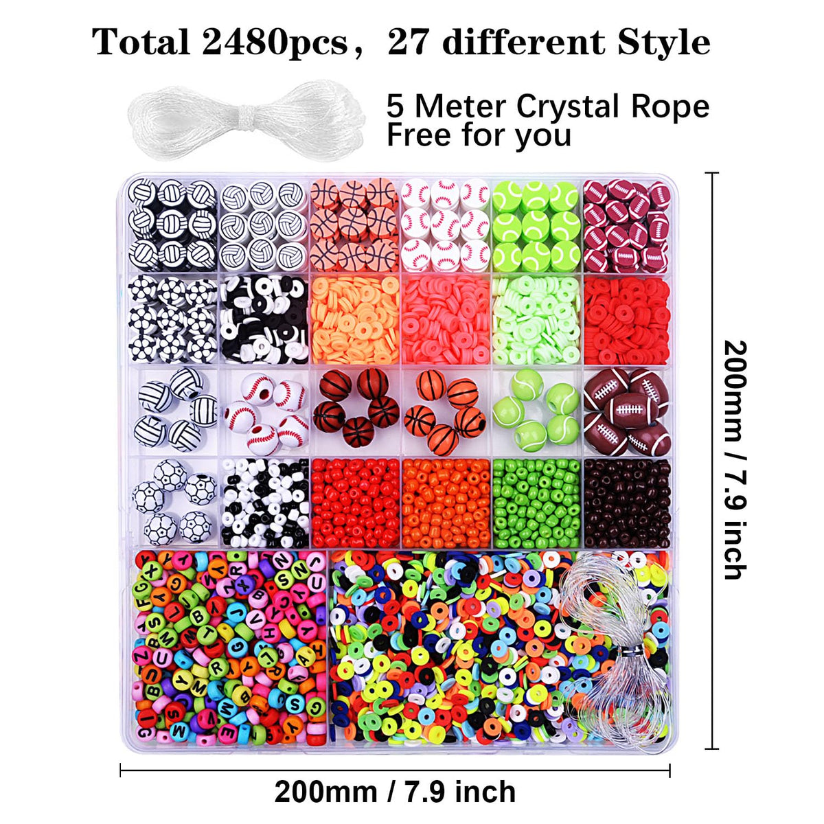 BBita 2480pcs Beads Kit – Polymer Clay Beads for DIY Jewelry & Crafts