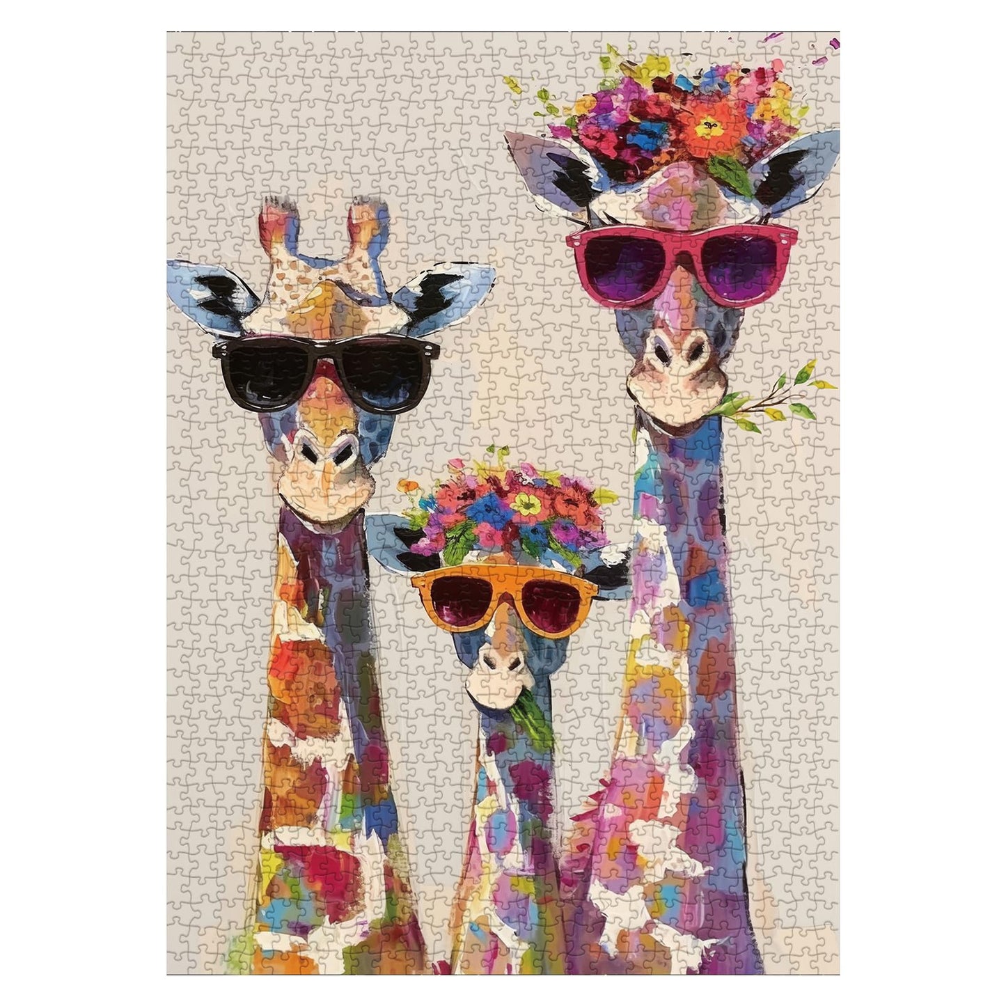 BBOLDIN Cool Giraffe Family Puzzles for Adults – 1000-Piece Jigsaw, Funny Wildlife Art